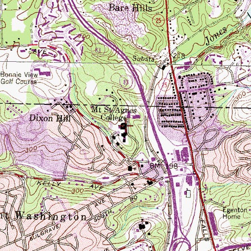 Topographic Map of Mount Saint Agnes Convent, MD