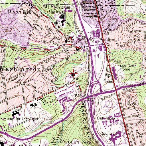 Topographic Map of Mount Washington Pediatric Hospital, MD