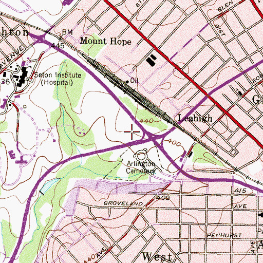 Topographic Map of Northwest Plaza Shopping Center, MD