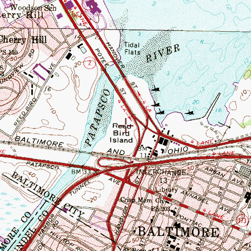 Topographic Map of Reed Bird Island Park, MD
