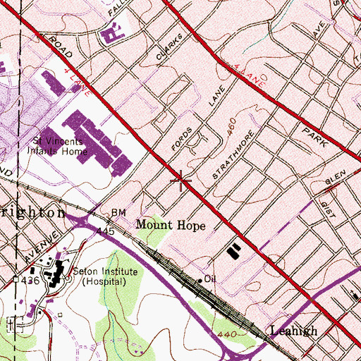 Topographic Map of Reisterstown Road Branch Enoch Pratt Free Library, MD