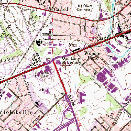 Topographic Map of Saint Marys Industrial School (historical), MD