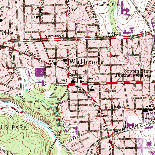 Topographic Map of Walbrook Post Office, MD
