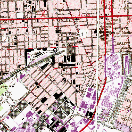 Topographic Map of Washington Village Branch Enoch Pratt Free Library, MD