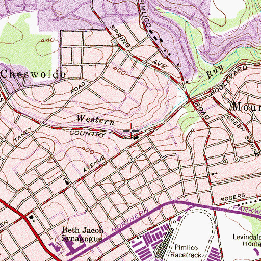 Topographic Map of Western Run Park, MD