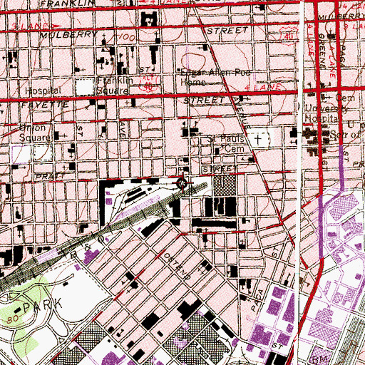 Topographic Map of Baltimore and Ohio Railroad Museum, MD