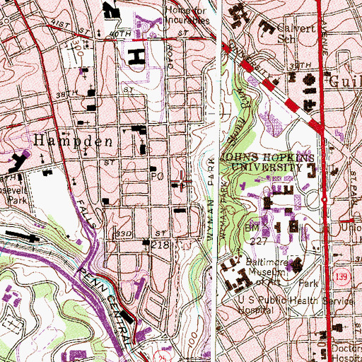 Topographic Map of Baltimore First Free Methodist Church, MD