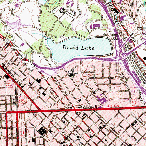 Topographic Map of Beth Am Congregation, MD