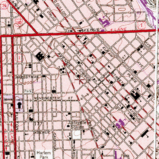 Topographic Map of Druid Post Office, MD