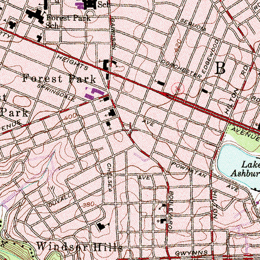 Topographic Map of Forest Park Branch Enoch Pratt Free Library, MD