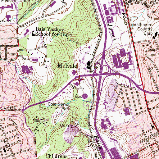 Topographic Map of Industrial School for Girls (historical), MD