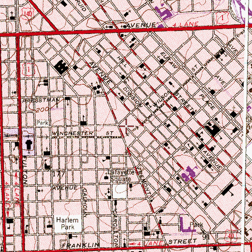 Topographic Map of Lafayette Market, MD