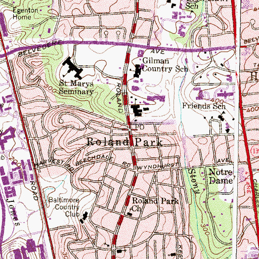 Topographic Map of Roland Park Branch Enoch Pratt Free Library, MD