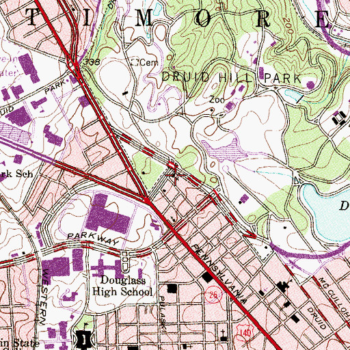 Topographic Map of Shaarei Tfiloh Congregation, MD