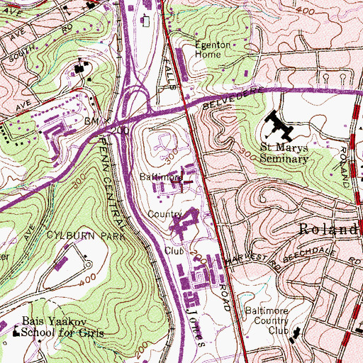 Topographic Map of Village of Cross Keys, MD