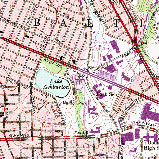 Topographic Map of Wash Water Lake, MD