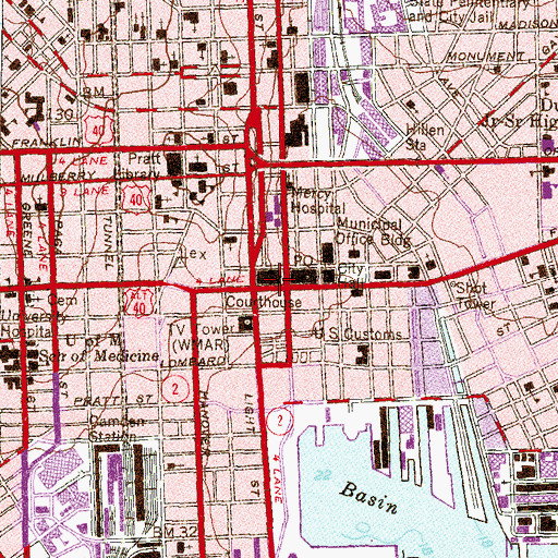 Topographic Map of Baltimore City Courthouse, MD