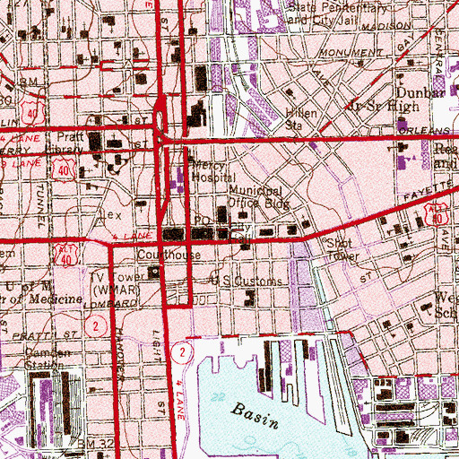 Topographic Map of Baltimore City Hall, MD