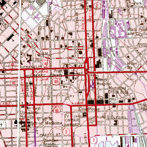 Topographic Map of Basilica of the Assumption, MD