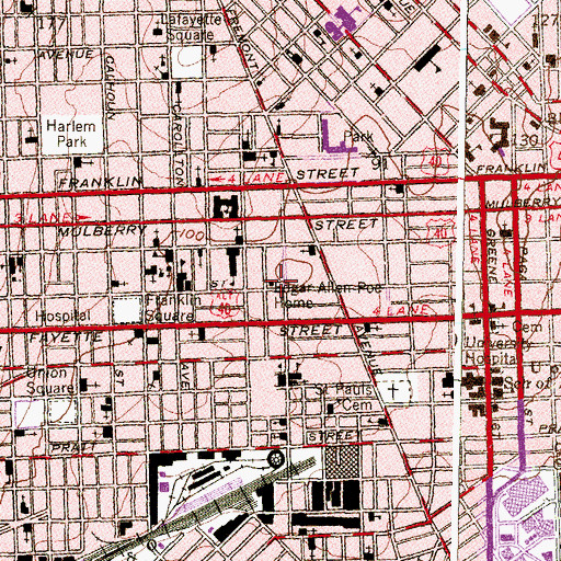 Topographic Map of Edgar Allen Poe House, MD