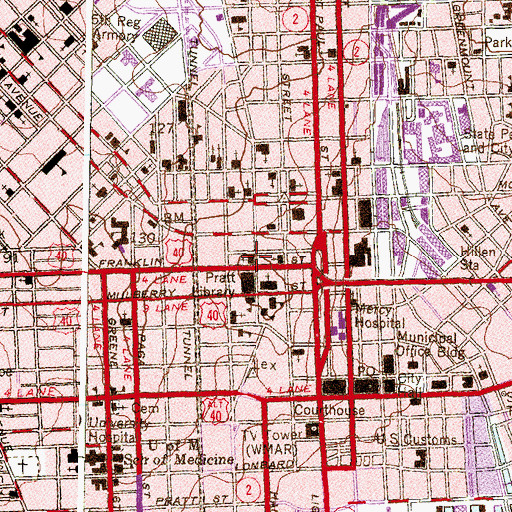 Topographic Map of Franklin Street Presbyterian Church (historical), MD