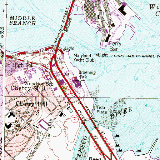 Topographic Map of Harbor Hospital, MD
