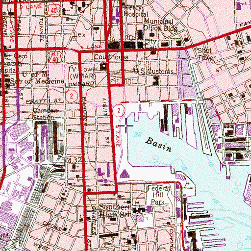 Topographic Map of Light Street Pavilion, MD