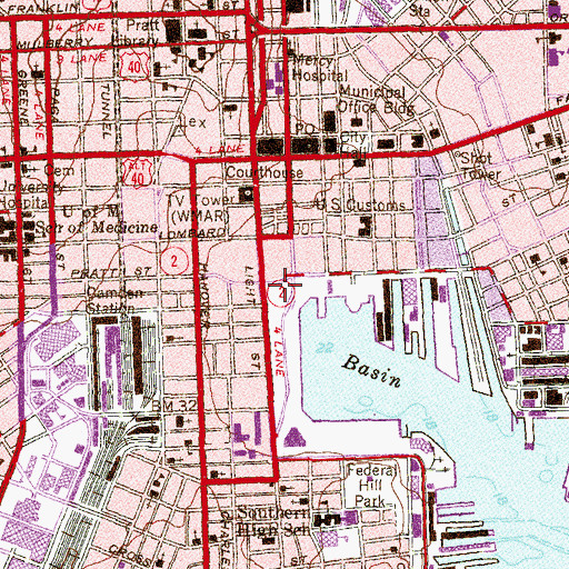 Topographic Map of McKeldin Fountain, MD