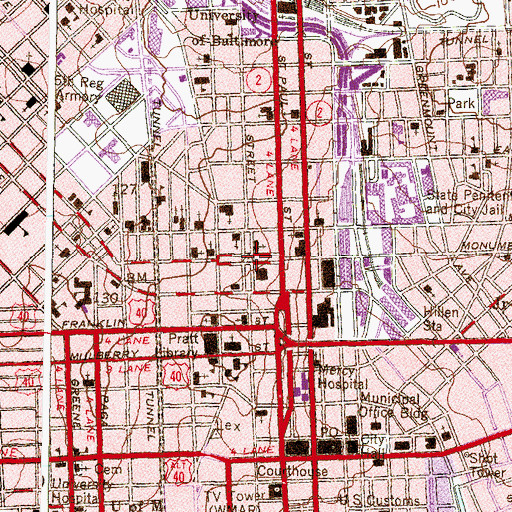 Topographic Map of Mount Vernon Place Historic District, MD