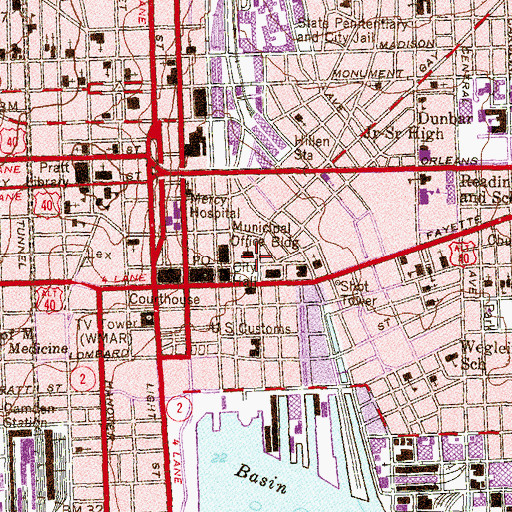 Topographic Map of Municipal Museum of the City of Baltimore, MD