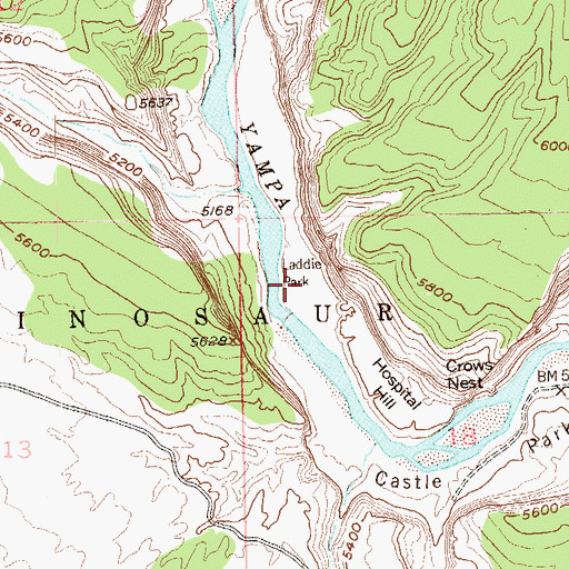 Topographic Map of Laddie Park, CO