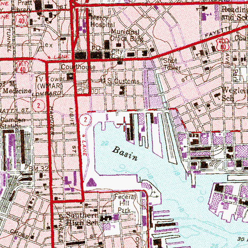 Topographic Map of Pier 2, MD