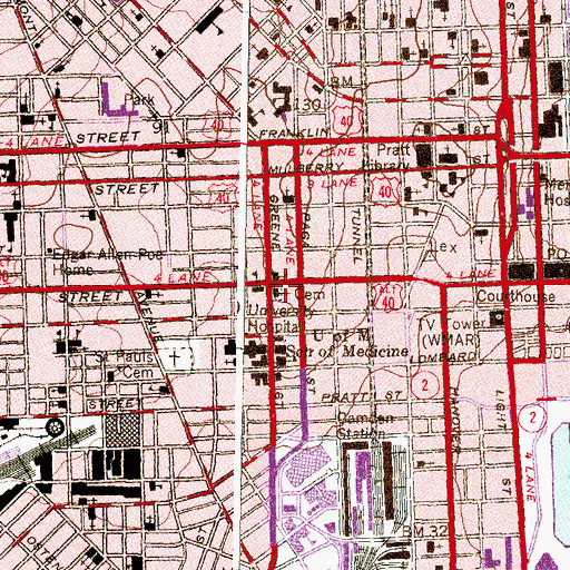 Topographic Map of Westminster Burying Grounds, MD