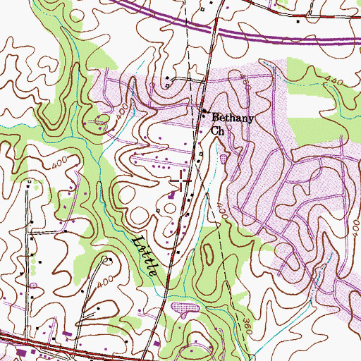 Topographic Map of Bethany Lane Baptist Church, MD