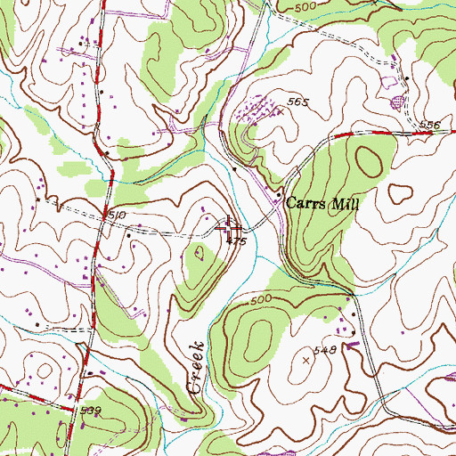 Topographic Map of Bushy Park Estates, MD