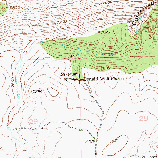 Topographic Map of Donald Wall Place, CO