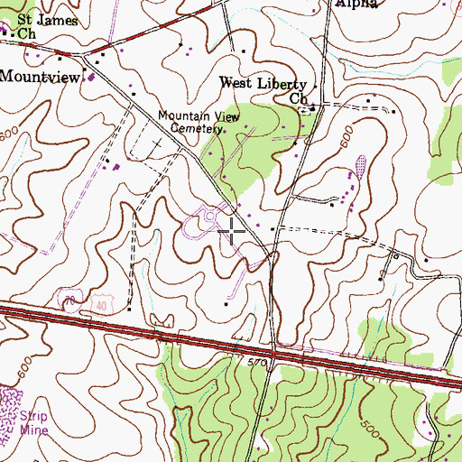 Topographic Map of Crestlawn Cemetery, MD