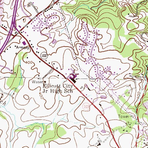 Topographic Map of Ellicott Mills Middle School, MD