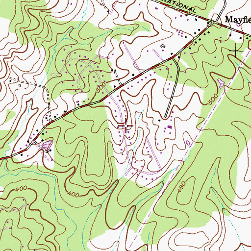 Topographic Map of Evergreen Valley Estates, MD
