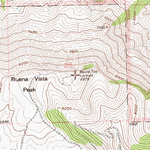 Topographic Map of Round Top Mountain, CO