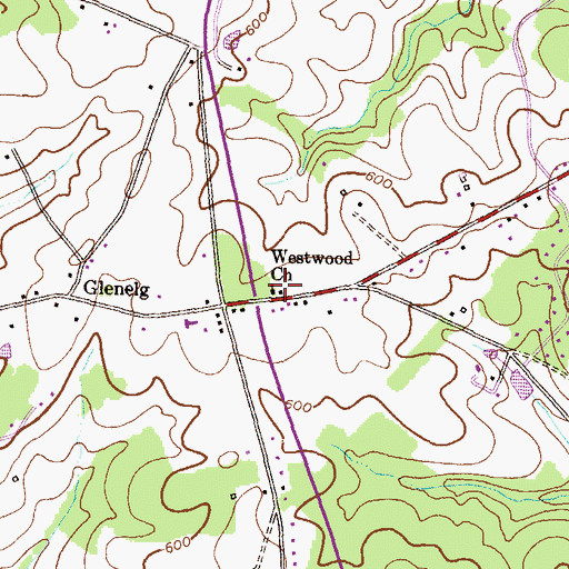 Topographic Map of Gethsemane Baptist Church, MD