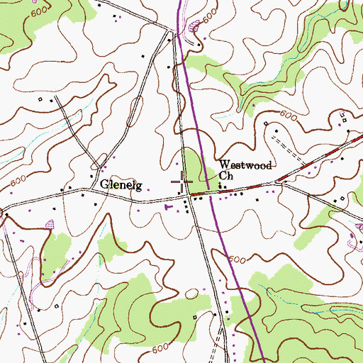 Topographic Map of Glenelg Post Office, MD
