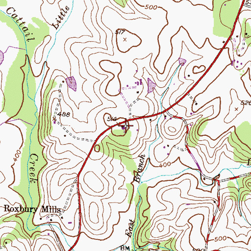 Topographic Map of Glenwood Baptist Church, MD