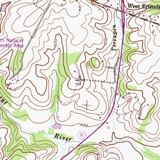 Topographic Map of Glenwood Country Club, MD