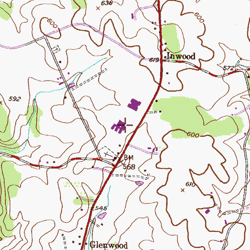 Topographic Map of Glenwood Middle School, MD