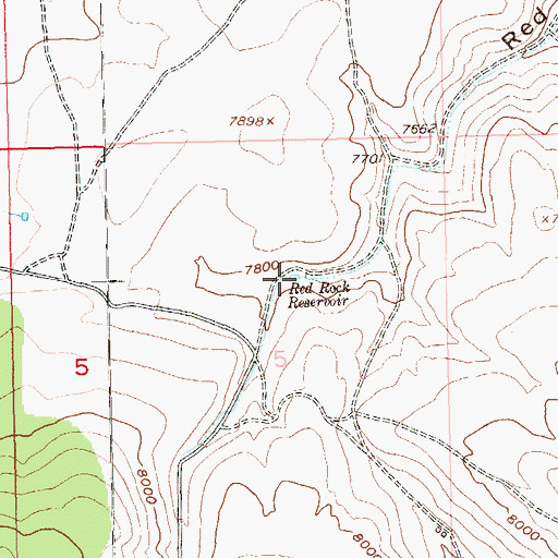 Topographic Map of Red Rock Reservoir, CO