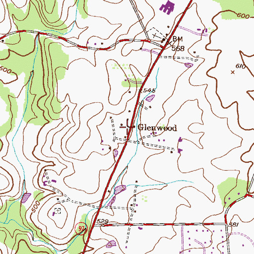 Topographic Map of Glenwood Post Office, MD