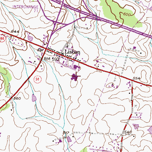 Topographic Map of Lisbon Elementary School, MD