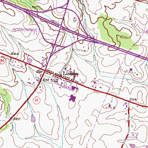 Topographic Map of Lisbon Post Office, MD
