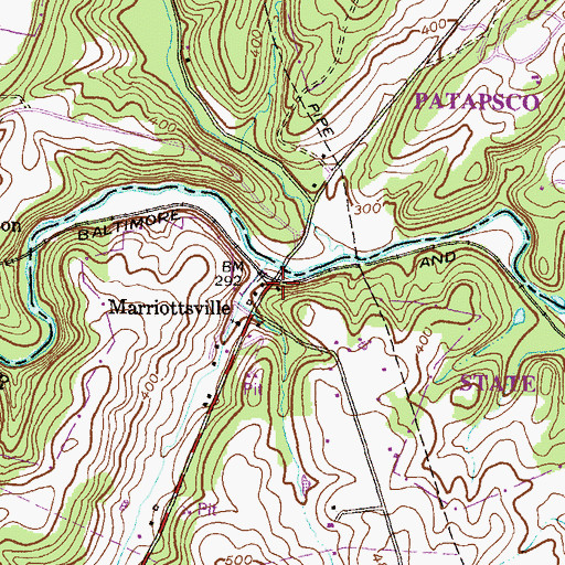 Topographic Map of Marriottsville Post Office, MD